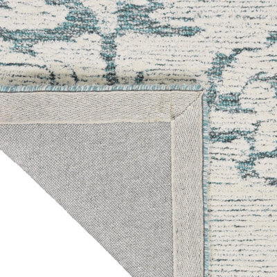 Teal Abstract Handmade Luxurious Modern Wool Rug For Bedroom & Living Room-259cm X 351cm