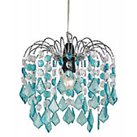 Teal Acrylic Easy Fit Pendant Light Shade with Chrome Metal Frame