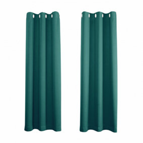 Teal Blackout Curtains - Eyelet Thermal Curtain  - 46 x 63 Inch Drop - 2 Panel