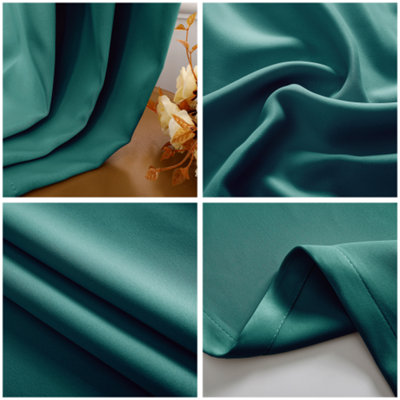 Teal Blackout Curtains - Eyelet Thermal Curtain  - 46 x 63 Inch Drop - 2 Panel