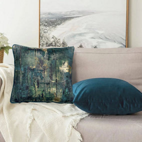 Teal Blue Abstract Art Artwork Cushion,45x45cm