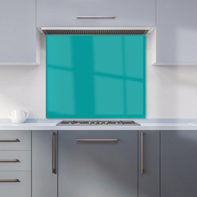 Teal Blue Premium Glass Kitchen Splashback W600mm x H600mm