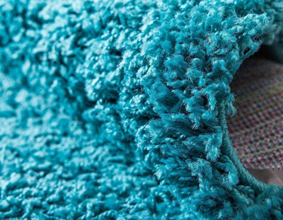 Teal Blue Shaggy Area Rug Elegant and Fade-Resistant Carpet Runner - 120x170 cm