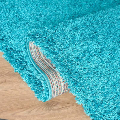 Teal Blue Thick Shaggy Rug - California - 110 x 160cm