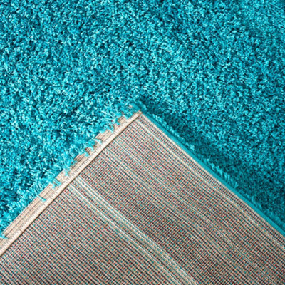 Teal Blue Thick Shaggy Rug - California - 110 x 160cm