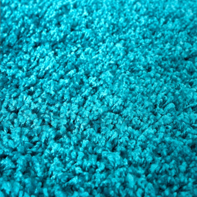 Teal Blue Thick Shaggy Rug - California - 110 x 160cm