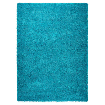 Teal Blue Thick Shaggy Rug - California - 110 x 160cm