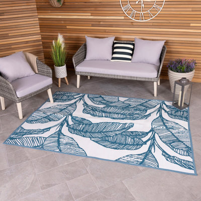 Teal Blue Weatherproof Outdoor Rug 160x230cm