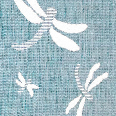 Teal Dragonfly Garden Patio Rug - Weatherproof, Mould & Mildew Resistant Indoor Outdoor Mat - Rectangular 60 x 120cm