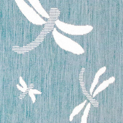 Teal Dragonfly Garden Patio Rug - Weatherproof, Mould & Mildew Resistant Indoor Outdoor Mat - Rectangular 80 x 150cm