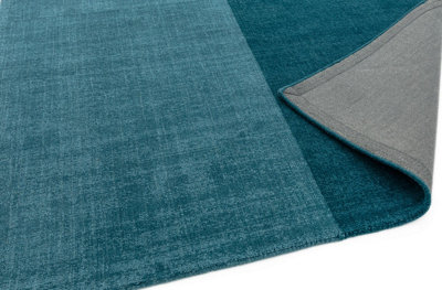 Teal Geometric Handmade Luxurious Modern Wool Rug Easy to clean Living Room and Bedroom-120cm X 170cm