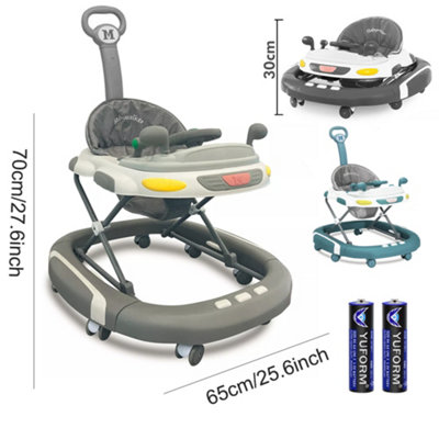 Teal & Grey 2-in-1 Convertible Baby Walker & Rocker with Music ...
