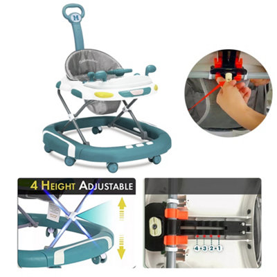 Teal & Grey 2-in-1 Convertible Baby Walker & Rocker with Music ...