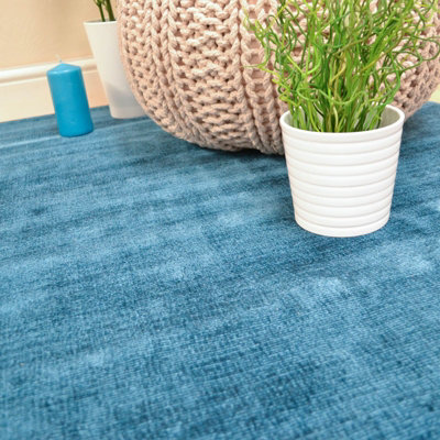 Teal Handmade , Luxurious , Modern , Plain Easy to Clean Viscose Rug for Living Room, Bedroom - 120cm X 170cm