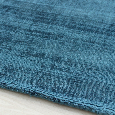 Teal Handmade , Luxurious , Modern , Plain Easy to Clean Viscose Rug for Living Room, Bedroom - 120cm X 170cm
