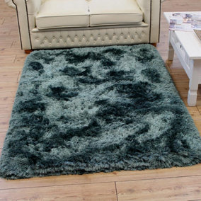 Teal Handmade , Luxurious , Modern , Plain , Shaggy , Sparkle Easy to Clean Rug for Living Room, Bedroom - 120cm X 170cm