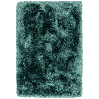 Teal Handmade , Luxurious , Modern , Plain , Shaggy , Sparkle Easy to Clean Rug for Living Room, Bedroom - 160cm X 230cm