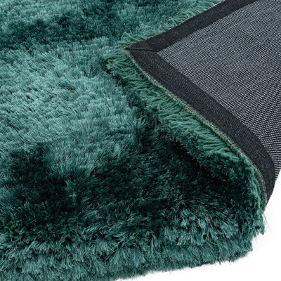 Teal Handmade , Luxurious , Modern , Plain , Shaggy , Sparkle Easy to Clean Rug for Living Room, Bedroom - 160cm X 230cm