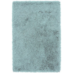 Teal Handmade Modern Plain Shaggy Easy to Clean Sparkle Rug for Living Room, Bedroom - 100cm X 150cm
