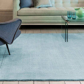 Teal Handmade Modern Plain Wool Easy to Clean Handmade Rug For Bedroom Dining Room Living Room -200cm X 290cm