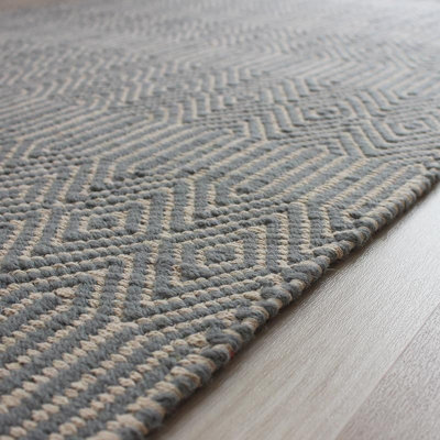 Teal Handmade Modern Wool Easy to Clean Geometric Rug For Dining Room Bedroom And Living Room-160cm X 230cm