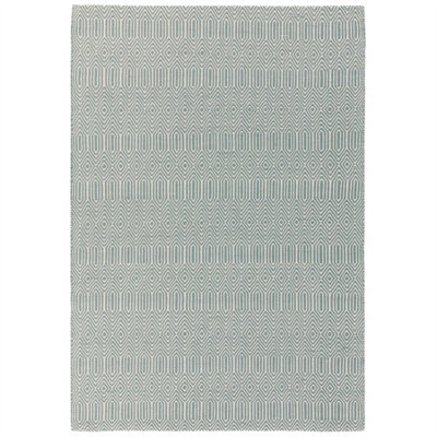 Teal Handmade Modern Wool Easy to Clean Geometric Rug For Dining Room Bedroom And Living Room-200cm X 300cm