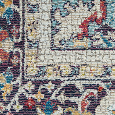 Teal/Multicolor Luxurious Traditional Persian Easy to Clean Floral Rug For Dining Room Bedroom And Living Room-122cm X 183cm
