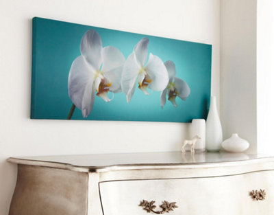 Teal Orchid Printed Canvas Floral Wall Art