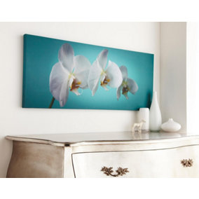 Teal Orchid Printed Canvas Floral Wall Art