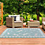 Teal Outdoor Rug, Animal Bordered Stain-Resistant Rug For Patio Garden Balcony, Modern Outdoor Area Rug-150cm X 230cm