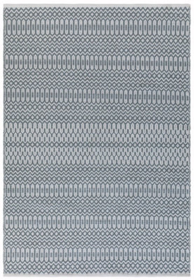 Teal Outdoor Rug, Geometric Stain-Resistant Rug For Patio Balcony Garden, 2mm Modern Outdoor Area Rug-120cm X 170cm