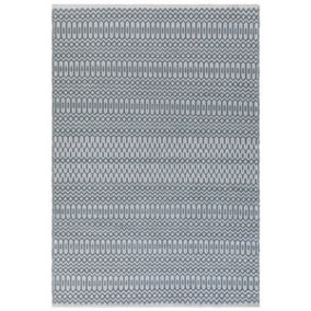 Teal Outdoor Rug, Geometric Stain-Resistant Rug For Patio Balcony Garden, 2mm Modern Outdoor Area Rug-120cm X 170cm