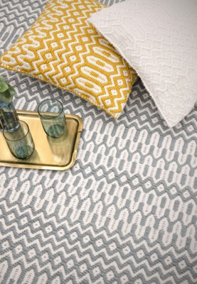 Teal Outdoor Rug, Geometric Stain-Resistant Rug For Patio Balcony Garden, 2mm Modern Outdoor Area Rug-200cm X 290cm