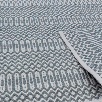 Teal Outdoor Rug, Geometric Stain-Resistant Rug For Patio Balcony Garden, 2mm Modern Outdoor Area Rug-200cm X 290cm