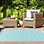 Teal Outdoor Rug, Geometric Stain-Resistant Rug For Patio Decks Garden Balcony, Modern Outdoor Area Rug- 150cm X 230cm