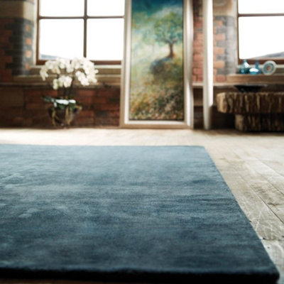 Teal Plain Luxurious ,Modern Rug For Living Room and Bedroom-160cm X 230cm