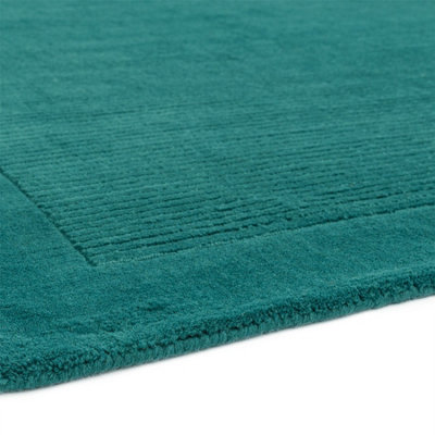 Teal Simple and Stylish Wool Handmade Modern Plain Rug for Living Room and Bedroom-160cm X 230cm