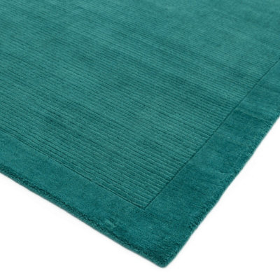 Teal Simple and Stylish Wool Handmade Modern Plain Rug for Living Room and Bedroom-80cm X 150cm