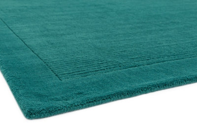 Teal Simple and Stylish Wool Handmade Modern Plain Rug for Living Room and Bedroom-80cm X 150cm