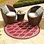 Teal Spanish Tile Garden Patio Rug - Weatherproof, Mould & Mildew Resistant Indoor Outdoor Mat - Round 160cm Diameter