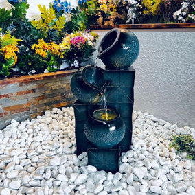 Teal Tranquil Pour Mains Power Water Feature With Cover