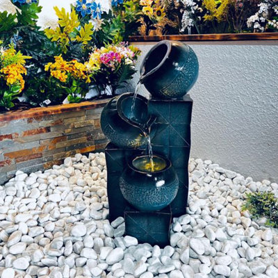 Teal Tranquil Pour Solar Powered Water Feature