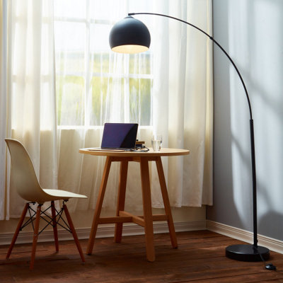 Teamson Home Arc Curved Standing Floor Lamp with Bell Shade & Marble Base - Black/Black Marble - 110.2 x 30 x 170 (cm)