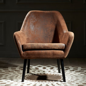 Teamson Home Armchair - Accent Chair - Wooden Frame - Aged Fabric - Brown - 69.9 x 72 x 84 (cm)