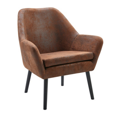 Teamson Home Armchair - Accent Chair - Wooden Frame - Aged Fabric - Brown - 69.9 x 72 x 84 (cm)