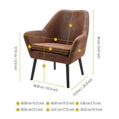 Teamson Home Armchair - Accent Chair - Wooden Frame - Aged Fabric - Brown - 69.9 x 72 x 84 (cm)