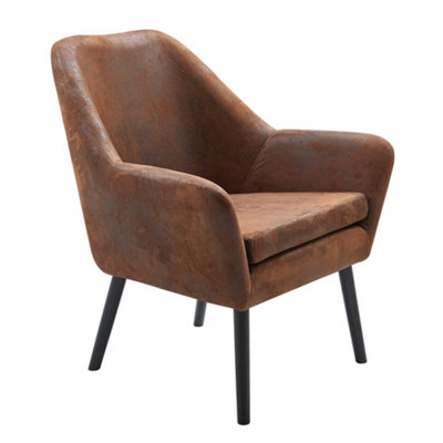 Teamson Home Armchair - Accent Chair - Wooden Frame - Aged Fabric - Brown - 69.9 x 72 x 84 (cm)