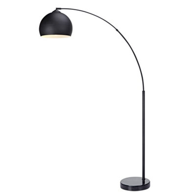 Teamson Home Arquer 170cm Arc Floor Lamp with Faux Marble Base, Black