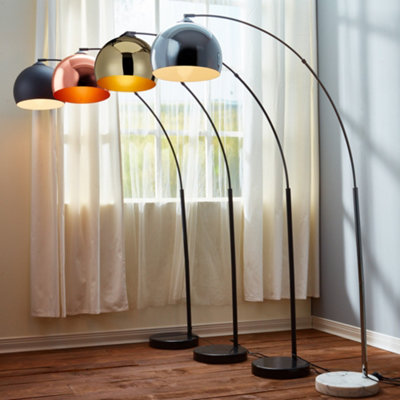 Teamson Home Arquer 170cm Arc Floor Lamp with Faux Marble Base, Black
