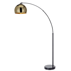 Teamson Home Arquer 170cm Arc Floor Lamp with Faux Marble Base, Gold